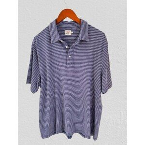 FAHERTY Polo Shirt Cotton Purple Stripes Short Sleeve Size XLarge